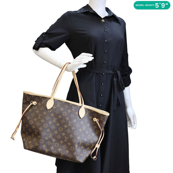 LOUIS VUITTON Neverfull MM Monogram Canvas Tote Bag Brown