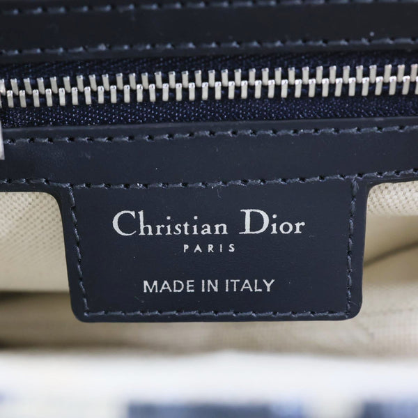 CHRISTIAN DIOR Saddle Oblique Jacquard Satchel Bag Navy Blue