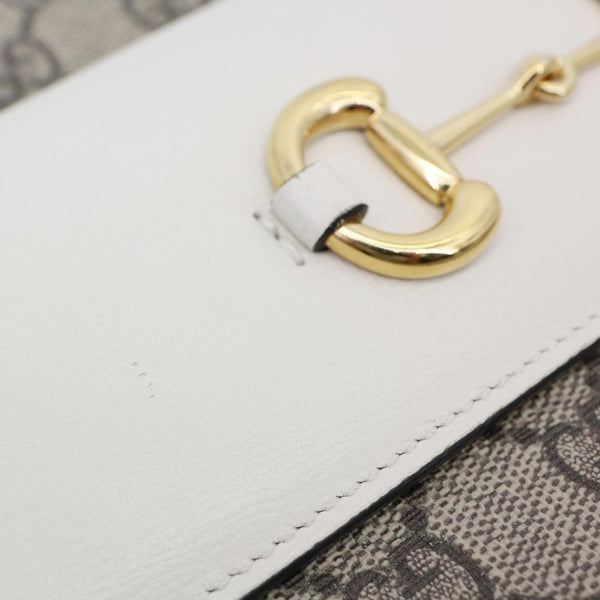 GUCCI Horsebit 1955 Small GG Supreme Canvas Shoulder Bag White 645454