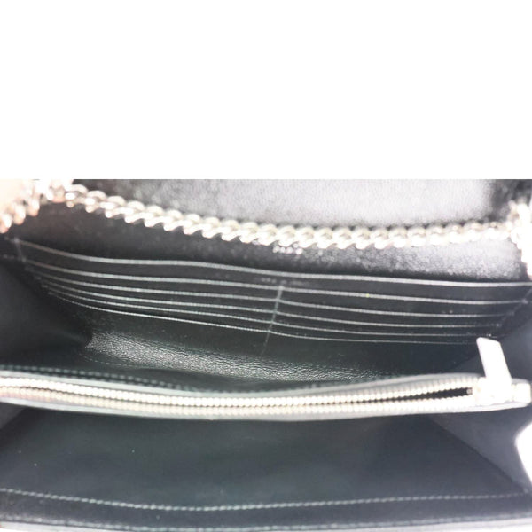 YVES SAINT LAURENT Envelope Grained Chevron Leather Wallet On Chain Black