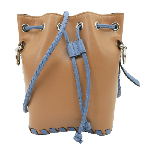 FENDI Mon Tresor Mini Leather Drawstring Bucket Bag Brown