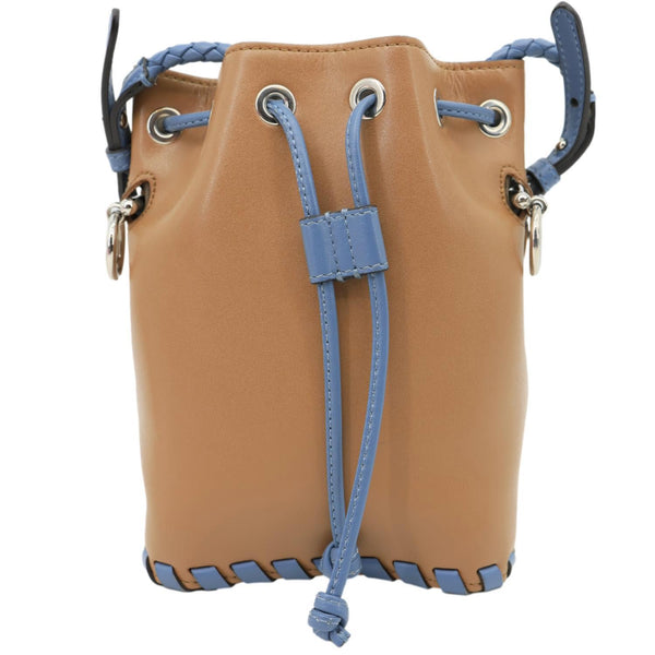 FENDI Mon Tresor Mini Leather Drawstring Bucket Bag Brown