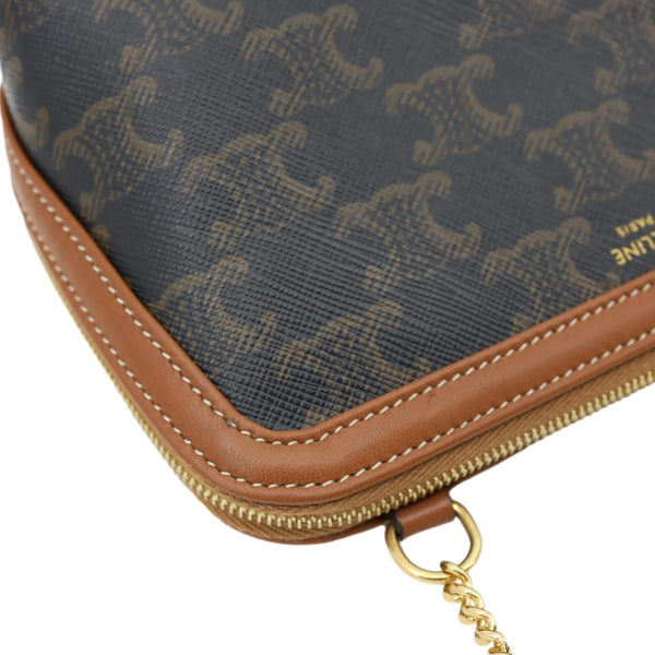 CELINE Triomphe Canvas Clutch On Chain Brown