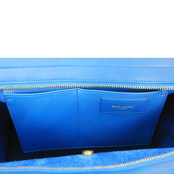 YVES SAINT LAURENT Cabas ChYc Small Leather Crossbody Bag Blue