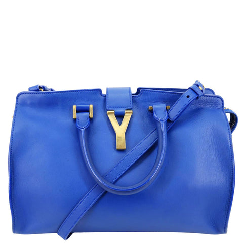 YVES SAINT LAURENT Cabas ChYc Small Leather Crossbody Bag Blue