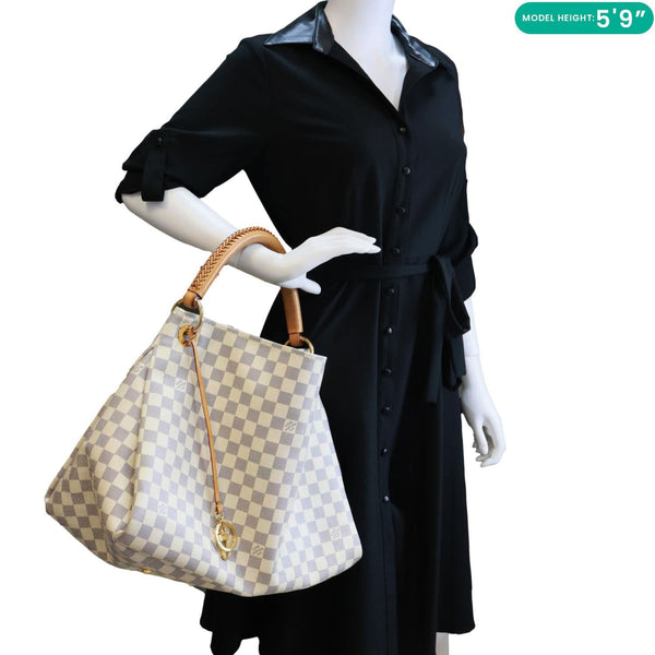 LOUIS VUITTON Artsy MM Damier Azur Hobo Bag White
