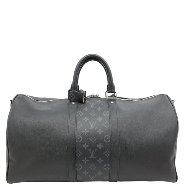 LOUIS VUITTON Keepall 50 Bandouliere Taigarama Travel Bag Black