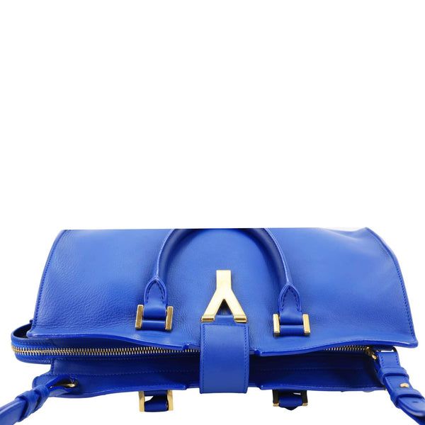 YVES SAINT LAURENT Cabas ChYc Small Leather Crossbody Bag Blue