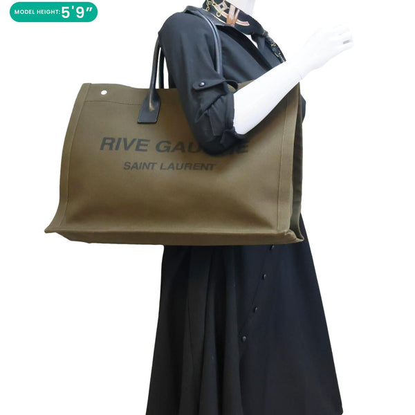 YVES SAINT LAURENT Rive Gauche Large Canvas Tote Bag Brown