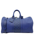 LOUIS VUITTON Keepall 50 Bandouliere Monogram Taiga Leather Travel Bag Blue