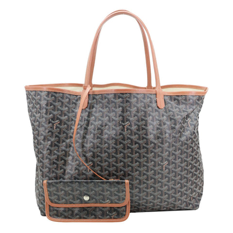 GOYARD Saint Louis GM Chevron Print Canvas Tote Bag Brown