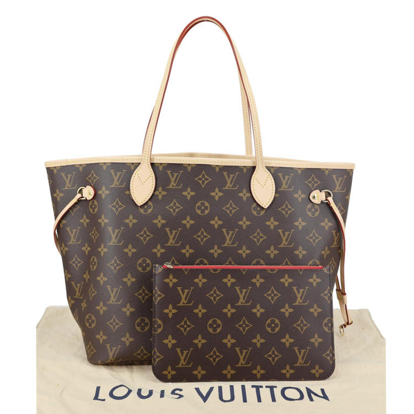 LOUIS VUITTON Neverfull MM Monogram Canvas Tote Bag Brown