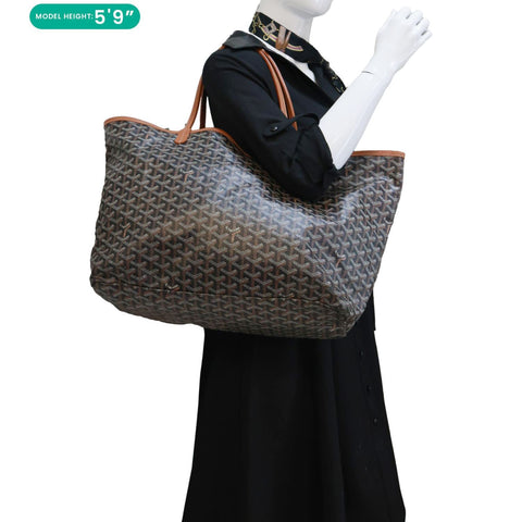 GOYARD Saint Louis GM Chevron Print Canvas Tote Bag Brown