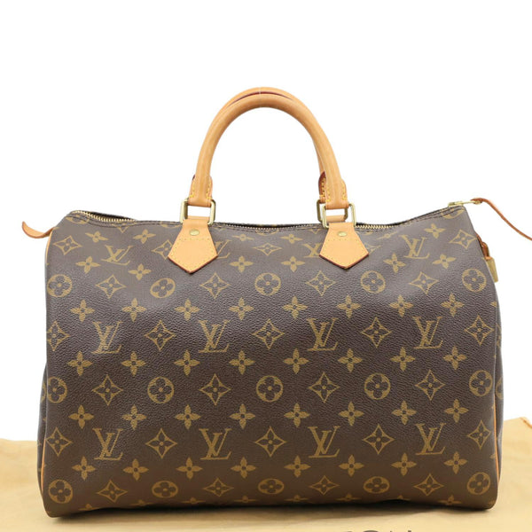LOUIS VUITTON Speedy 35 Monogram Canvas Satchel Bag Brown