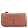YVES SAINT LAURENT Cassandre Phone Holder Leather Shoulder Bag Vintage Peach