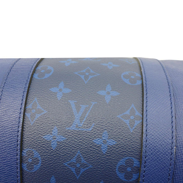 LOUIS VUITTON Keepall 50 Bandouliere Monogram Taiga Leather Travel Bag Blue