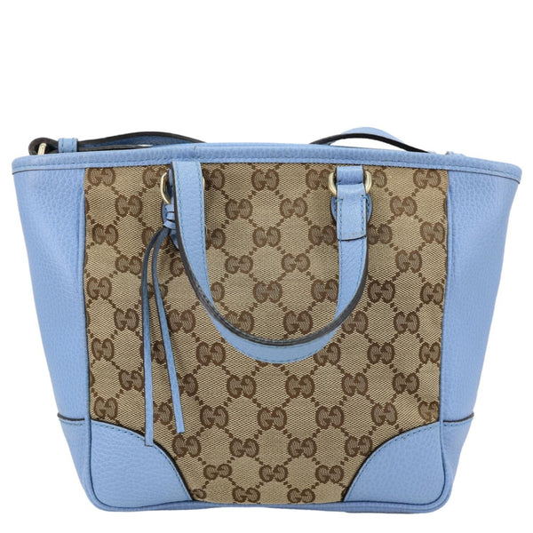 GUCCI Small Bree GG Canvas Leather Tote Crossbody Bag Blue 449241