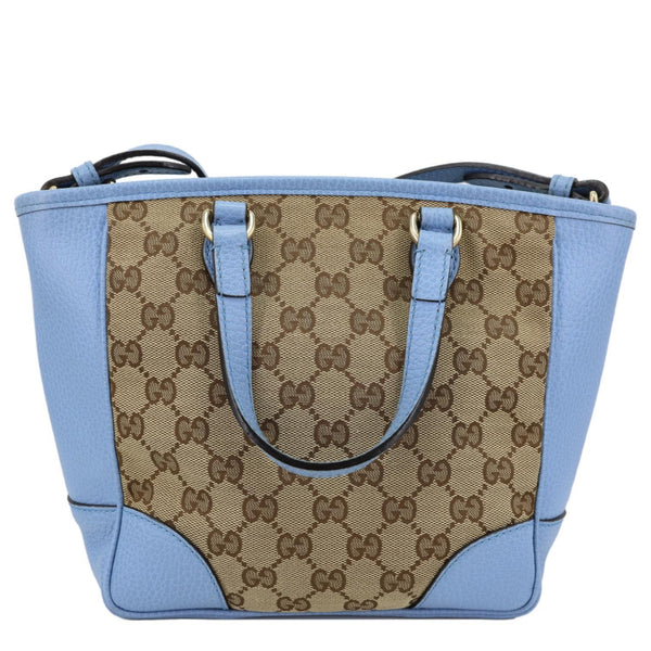 GUCCI Small Bree GG Canvas Leather Tote Crossbody Bag Blue 449241