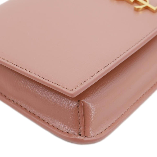 YVES SAINT LAURENT Cassandre Phone Holder Leather Shoulder Bag Vintage Peach