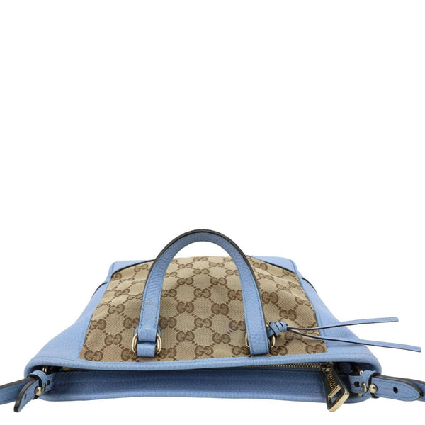 GUCCI Small Bree GG Canvas Leather Tote Crossbody Bag Blue 449241