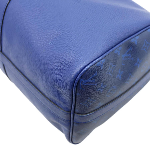 LOUIS VUITTON Keepall 50 Bandouliere Monogram Taiga Leather Travel Bag Blue