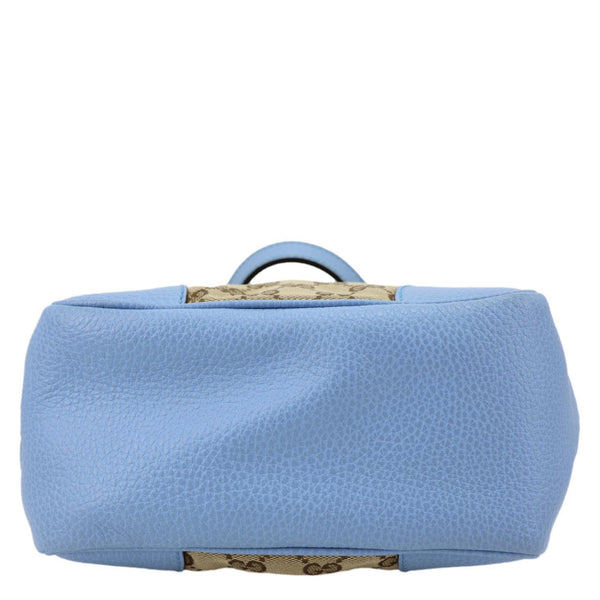 GUCCI Small Bree GG Canvas Leather Tote Crossbody Bag Blue 449241