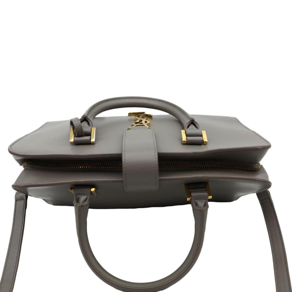 YVES SAINT LAURENT Cabas Baby Leather Tote Shoulder Bag Gray