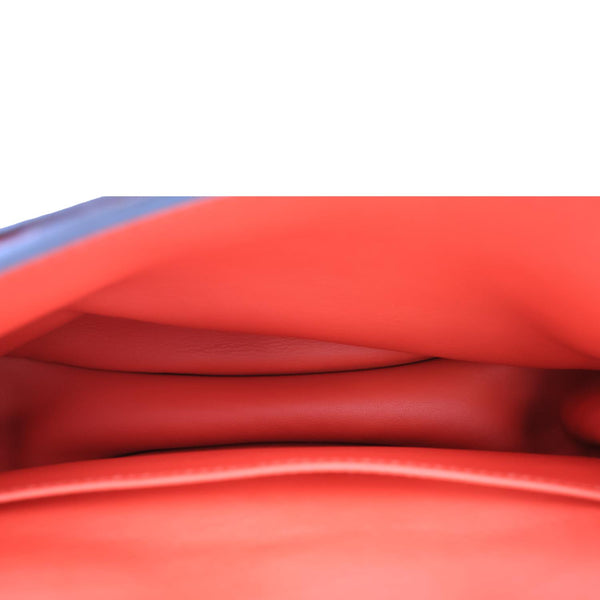 HERMES Saut Clemence Leather Shoulder Bag Red