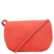 HERMES Saut Clemence Leather Shoulder Bag Red