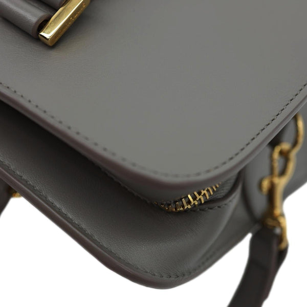 YVES SAINT LAURENT Cabas Baby Leather Tote Shoulder Bag Gray