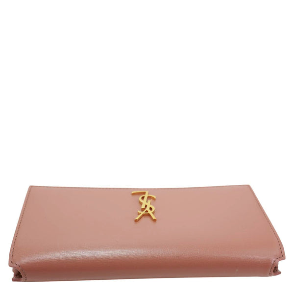 YVES SAINT LAURENT Cassandre Phone Holder Leather Shoulder Bag Vintage Peach