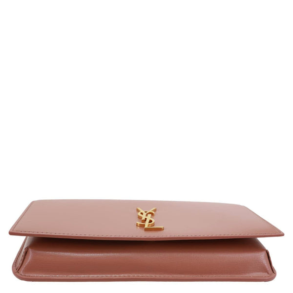 YVES SAINT LAURENT Cassandre Phone Holder Leather Shoulder Bag Vintage Peach