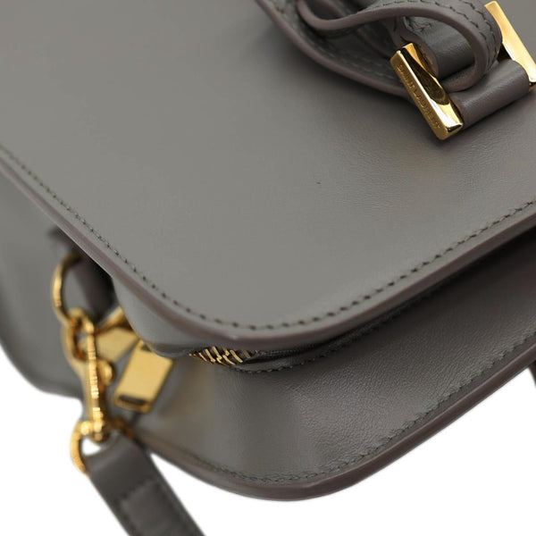 YVES SAINT LAURENT Cabas Baby Leather Tote Shoulder Bag Gray