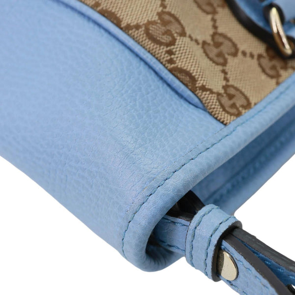 GUCCI Small Bree GG Canvas Leather Tote Crossbody Bag Blue 449241