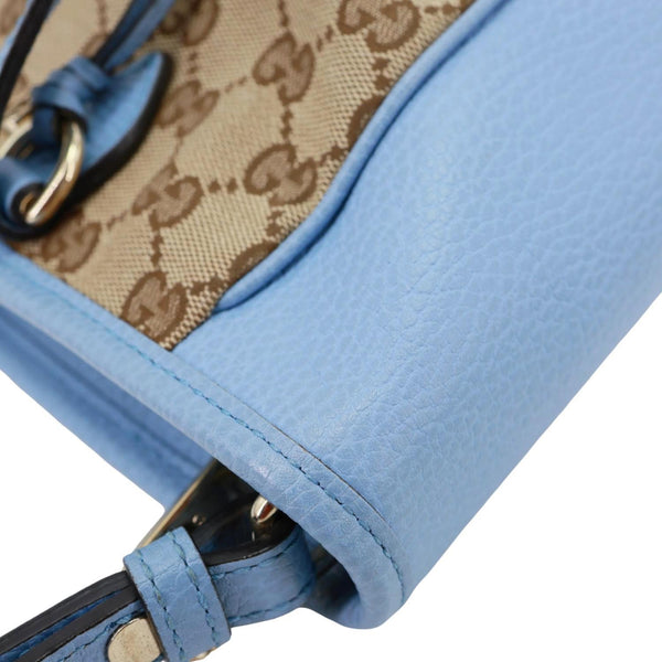 GUCCI Small Bree GG Canvas Leather Tote Crossbody Bag Blue 449241