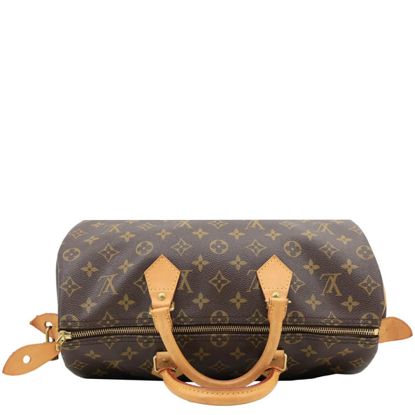 LOUIS VUITTON Speedy 35 Monogram Canvas Satchel Bag Brown