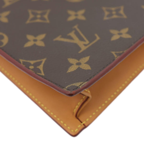LOUIS VUITTON Legacy Monogram Canvas Chain Clutch Brown
