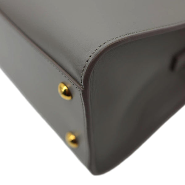 YVES SAINT LAURENT Cabas Baby Leather Tote Shoulder Bag Gray