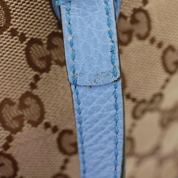 GUCCI Small Bree GG Canvas Leather Tote Crossbody Bag Blue 449241