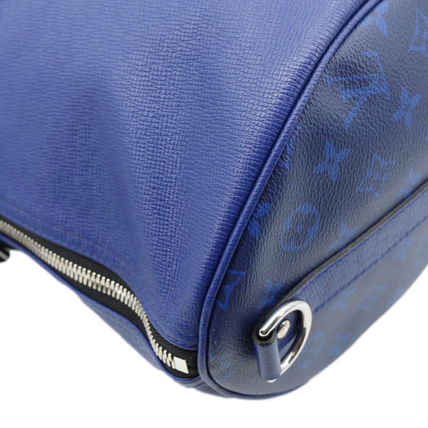 LOUIS VUITTON Keepall 50 Bandouliere Monogram Taiga Leather Travel Bag Blue