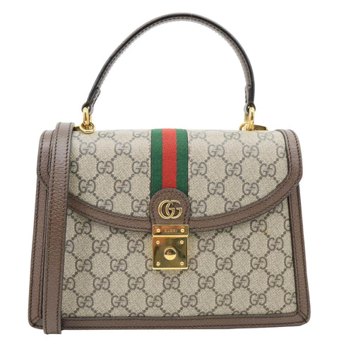 GUCCI Ophidia Medium GG Supreme Canvas Web Shoulder Bag Beige 651055