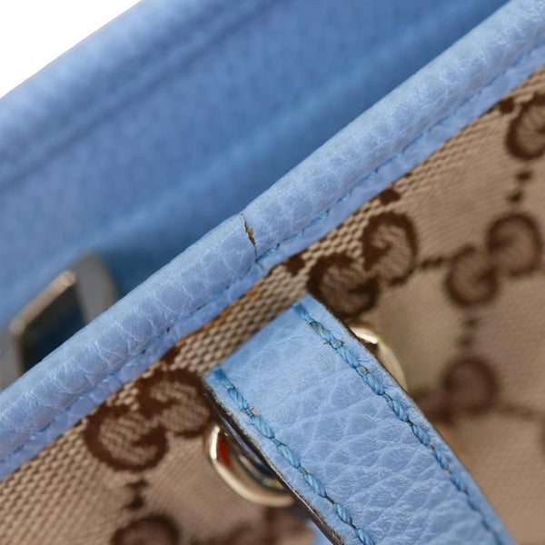 GUCCI Small Bree GG Canvas Leather Tote Crossbody Bag Blue 449241