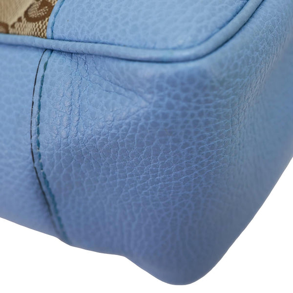 GUCCI Small Bree GG Canvas Leather Tote Crossbody Bag Blue 449241