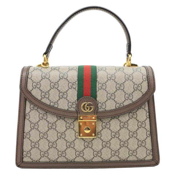 GUCCI Ophidia Medium GG Supreme Canvas Web Shoulder Bag Beige 651055