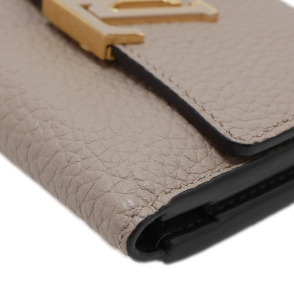 LOUIS VUITTON Capucines Taurillon Compact Leather Wallet Beige