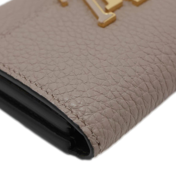 LOUIS VUITTON Capucines Taurillon Compact Leather Wallet Beige