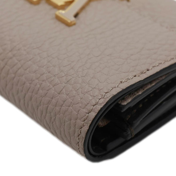 LOUIS VUITTON Capucines Taurillon Compact Leather Wallet Beige