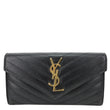 YVES SAINT LAURENT Cassandre Flap Chevron Grain de Poudre Wallet Black