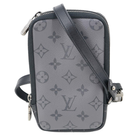 LOUIS VUITTON Double Phone Pouch Reverse Eclipse Monogram Canvas Crossbody Bag Black
