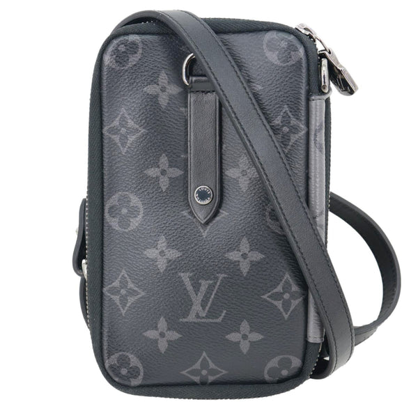 LOUIS VUITTON Double Phone Pouch Reverse Eclipse Monogram Canvas Crossbody Bag Black